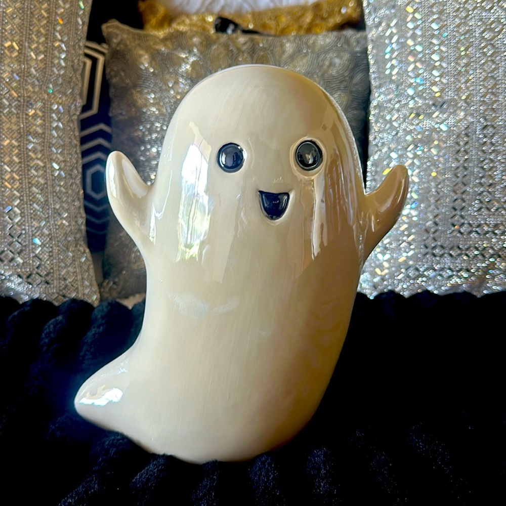 Ceramic iridescent ghost statue NEW Halloween 2024 home holiday decor